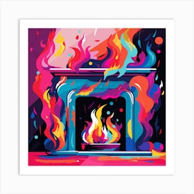 Fire In The Fireplace 1 Art Print