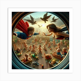 Superman And Supergirl 1 Art Print