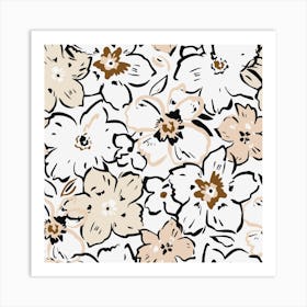 Black And White Flowers Art Print