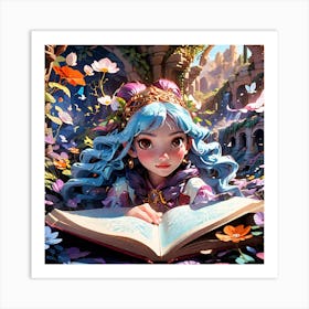 Fairy Girl Reading A Book 1 Art Print