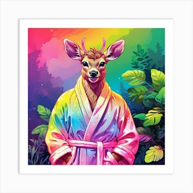 Deer In Bathrobe 3 Art Print