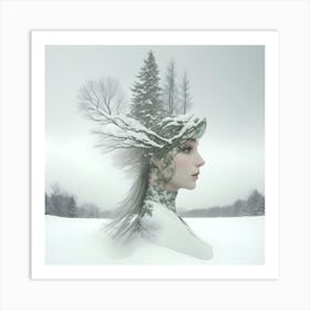 Woman In The Snow Art Print