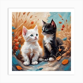 Two Kittens In The Field Art Print