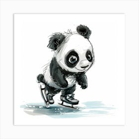 Panda Bear Skating Art Print