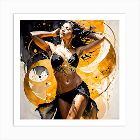 Arabic Belly Dancer Watercolor Painting Art Print