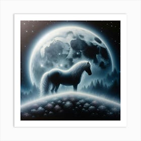 Horse In The Moonlight 34 Art Print