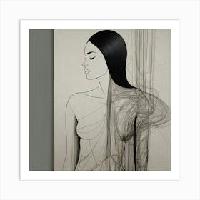 Woman With Long Hair, Simplicity and Elegance Art Print