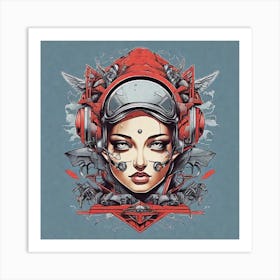 Girl In A Helmet Art Print