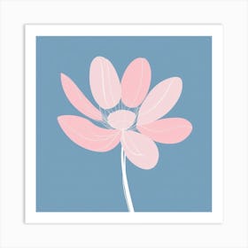 A White And Pink Flower In Minimalist Style Square Composition 548 Art Print