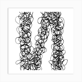 Abstract curly line composition / Hand Drawn / Black&White Art Print