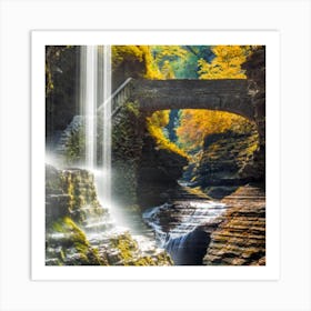 Waterfall In The Fall Art Print