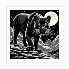 Line Art panther 1 Art Print