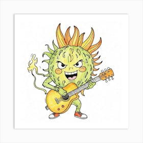 Sunflower With A Guitar Art Print