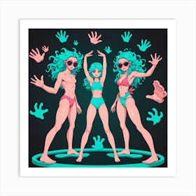 Three Girls In Bikinis 10 Art Print