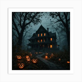 Creepy Halloween Background With Realistic Art Print