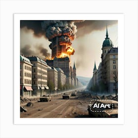 City In Flames Art Print