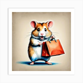 Hamster With Shopping Bag 1 Art Print