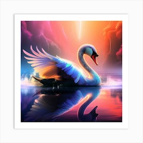 Swan - Wild Bird Painting Artwork 90 Art Print