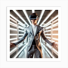 Futuristic Man In Vr Headset 3 Art Print