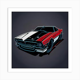 Car Red Artwork Of Graphic Design Flat (132) Art Print