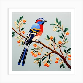 Palestinian Tatreez Embroidery, Bird On a Branch, folk art, 162 Art Print