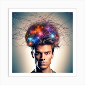 Man With Brain In His Head 1 Art Print