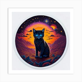 Cat Colored Sky (7) Art Print