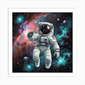 Cosmic Explorer Portrait Of An Astronaut Among The Stars (9) Art Print