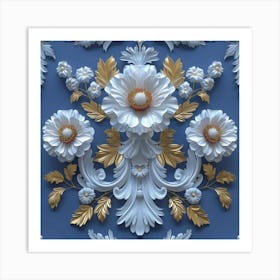 3d Floral Wallpaper Art Print