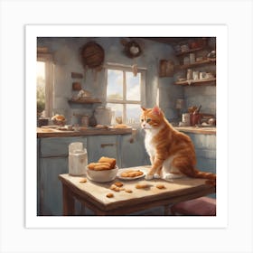 Cat In The Kitchen Art Print