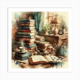 Books And Coffee Art Print