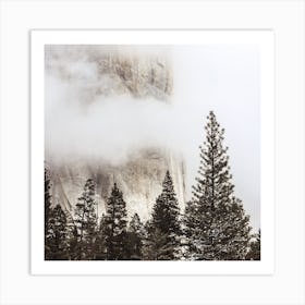 Foggy Mountain Peak Square Art Print