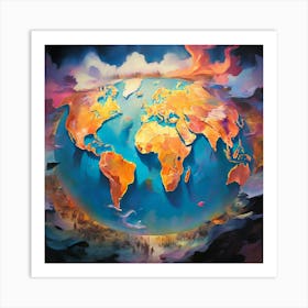 World In Flames 2 Art Print