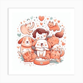 Kawaii Cat Art Print