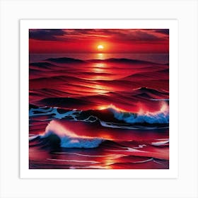 Sunset Ocean Waves Art Print