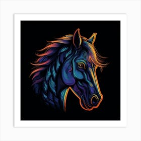 Neon Horse Head Art Print