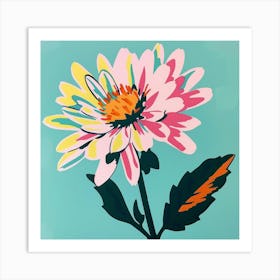 Dahlia 2 Square Flower Illustration Art Print