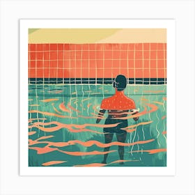 A Swimmer In A Pool Lofi Illustration 1718672147 2 Art Print