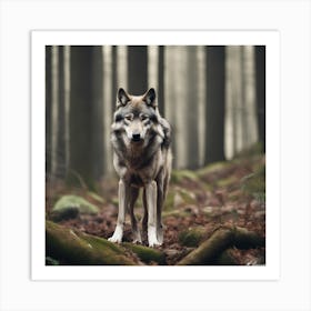 Wolf In The Forest 30 Art Print