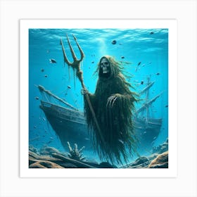 Skeleton In The Sea Art Print