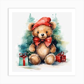 Teddy Bear With Gifts Art Print