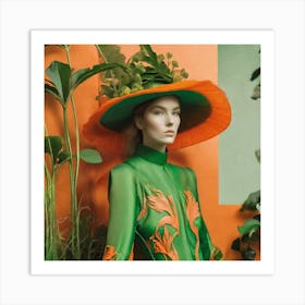 Green And Orange Hat Art Print