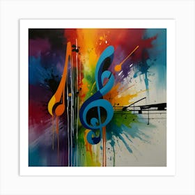 An Abstract Painting Depicting Musical Notes Art Print