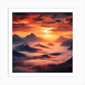 Sunrise Over Mountains 1 Art Print