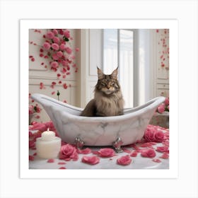 Maine Coon Cat Enjoying Art Print