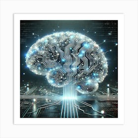 Digital Brain Wall Art: A Futuristic Visualization of AI and Machine Learning for Tech-Inspired Home and Office Decor Print Art Art Print