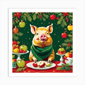 WHO INVITED CHRISTMAS PIGGY TO DINNER Art Print