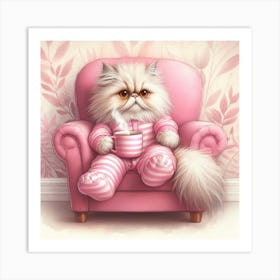 Cat With A Cup Of Tea Art Print