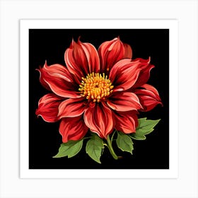 Red Dahlia Flower 2 Art Print