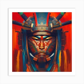 Style A Fusion Of A Samurai Warrior And Aztec Warrior Art Print